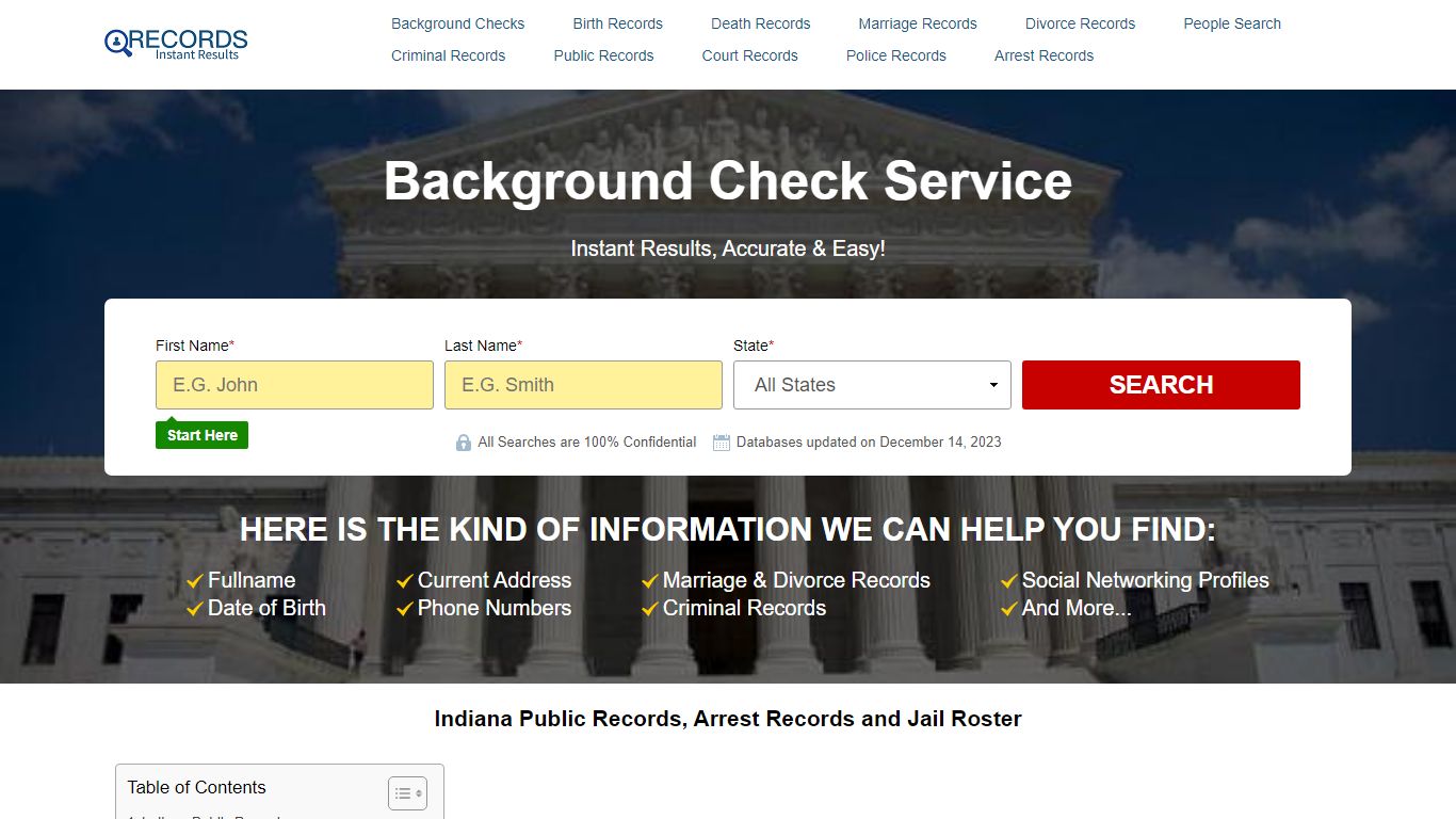 Indiana Public Records, Arrest Records and Jail Roster